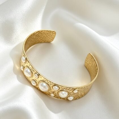 Bangle Armband Met Parels - Rosa