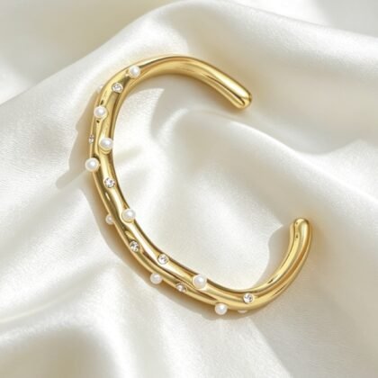 Bangle Armband Met Strass En Parels - Sien